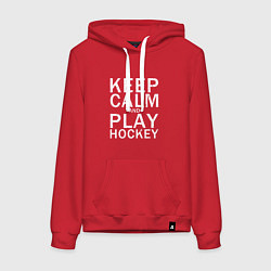 Толстовка-худи хлопковая женская K C a Play Hockey, цвет: красный