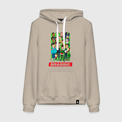 Толстовка-худи хлопковая женская Brassic Art Голяк, цвет: миндальный