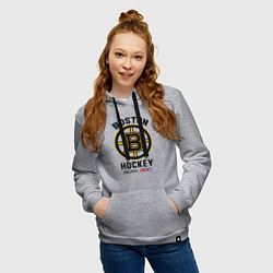 Толстовка-худи хлопковая женская BOSTON BRUINS NHL, цвет: меланж — фото 2