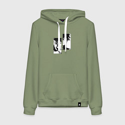 Толстовка-худи хлопковая женская Черный клевер, цвет: авокадо