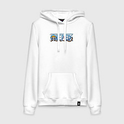 Толстовка-худи хлопковая женская ONE PIECE ВАН ПИС, цвет: белый