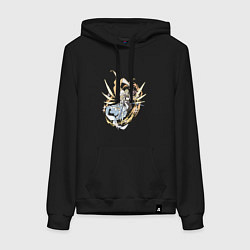 Толстовка-худи хлопковая женская Путешественники, цвет: черный