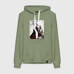 Толстовка-худи хлопковая женская Hitsugaya Toshiro, цвет: авокадо