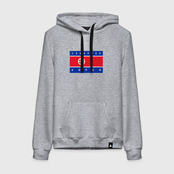 Толстовка-худи хлопковая женская СЕВЕРНЕЕ КОРЕИ ЦИТАТА, цвет: меланж