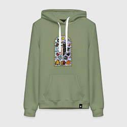 Толстовка-худи хлопковая женская Фреска Исаак, цвет: авокадо