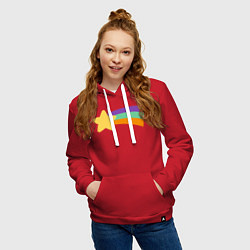 Толстовка-худи хлопковая женская Радужный свитер Мэйбл, цвет: красный — фото 2