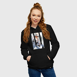 Толстовка-худи хлопковая женская Tartaglia, цвет: черный — фото 2