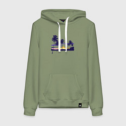 Толстовка-худи хлопковая женская ПАЛЬМЫ, цвет: авокадо