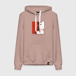 Толстовка-худи хлопковая женская Kaguya How Cute, цвет: пыльно-розовый