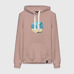 Толстовка-худи хлопковая женская Cat Volleyball, цвет: пыльно-розовый