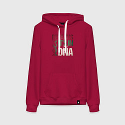 Толстовка-худи хлопковая женская ДНК - Беларусь, цвет: маджента