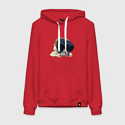 Толстовка-худи хлопковая женская Клинок, рассекающий демонов, цвет: красный