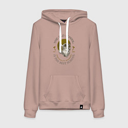 Толстовка-худи хлопковая женская Байкерская школа, цвет: пыльно-розовый