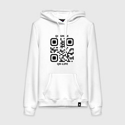 Толстовка-худи хлопковая женская QR-SMILE, цвет: белый