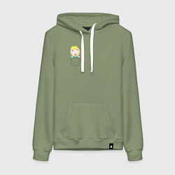 Толстовка-худи хлопковая женская Баттерс в кармане, цвет: авокадо
