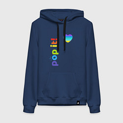 Толстовка-худи хлопковая женская Поп Ит - Сердечко, цвет: тёмно-синий