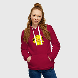 Толстовка-худи хлопковая женская Милый пикачу, цвет: маджента — фото 2