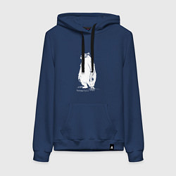 Толстовка-худи хлопковая женская Курьер - Медведь, цвет: тёмно-синий