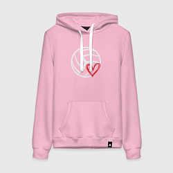 Толстовка-худи хлопковая женская Love Volleyball, цвет: светло-розовый