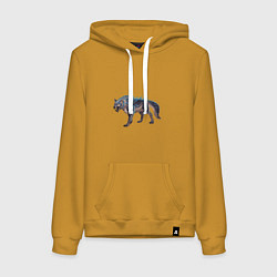Толстовка-худи хлопковая женская Северный волк, цвет: горчичный