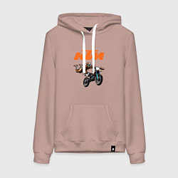 Толстовка-худи хлопковая женская KTM МОТОКРОСС Z, цвет: пыльно-розовый