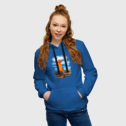 Толстовка-худи хлопковая женская Исландия Маяк Рейкьянес, цвет: синий — фото 2