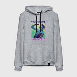 Толстовка-худи хлопковая женская ASTROWORLD TRAVIS SCOTT Z, цвет: меланж