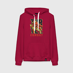 Толстовка-худи хлопковая женская Черепаха комбат, цвет: маджента