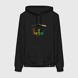 Толстовка-худи хлопковая женская PINK FLOYD COLOR LOGO, цвет: черный