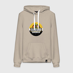Толстовка-худи хлопковая женская Пивозавр пенный период HD, цвет: миндальный