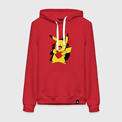 Толстовка-худи хлопковая женская ПИКАЧУ И СЕРДЕЧКО POKENON PIKACHU LOVE, цвет: красный