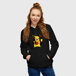 Толстовка-худи хлопковая женская ПИКАЧУ И СЕРДЕЧКО POKENON PIKACHU LOVE, цвет: черный — фото 2