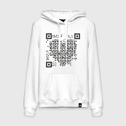 Толстовка-худи хлопковая женская QR Love, цвет: белый