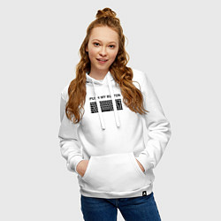 Толстовка-худи хлопковая женская PUSH MY BUTTON НАЖМИ НА КНОПКУ, цвет: белый — фото 2