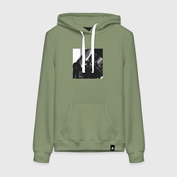 Толстовка-худи хлопковая женская OBLADAET SLEEPKNOT, цвет: авокадо