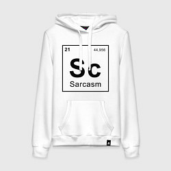 Толстовка-худи хлопковая женская САРКАЗМ - SARCASM, Sc Таблица Менделеева, цвет: белый