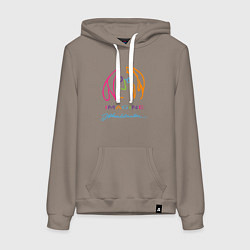 Толстовка-худи хлопковая женская Джон Леннон Автопортрет Автограф, цвет: утренний латте