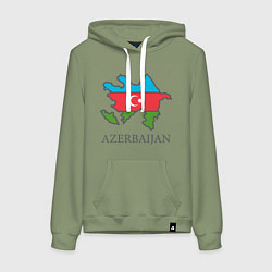 Толстовка-худи хлопковая женская Map Azerbaijan, цвет: авокадо