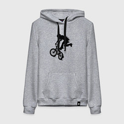 Толстовка-худи хлопковая женская ВЕЛОСПОРТ BMX Racing ВЕЛОСИПЕДИСТ, цвет: меланж