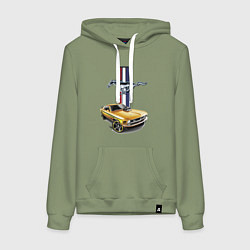 Толстовка-худи хлопковая женская Mustang motorsport, цвет: авокадо