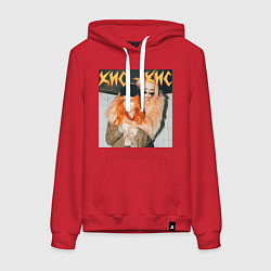 Толстовка-худи хлопковая женская КИС-КИС Вайб, цвет: красный