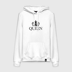 Толстовка-худи хлопковая женская QUEEN ПАРНЫЕ Королева, цвет: белый