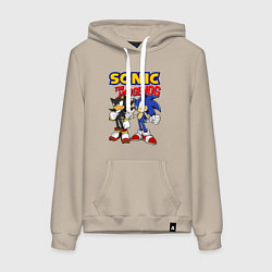 Толстовка-худи хлопковая женская ЕЖ СОНИК SONIC THE HEDGEHOG, цвет: миндальный
