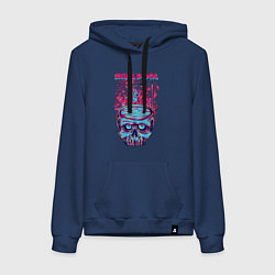 Толстовка-худи хлопковая женская Череп с бассейном, цвет: тёмно-синий