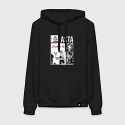 Толстовка-худи хлопковая женская Asta art, цвет: черный