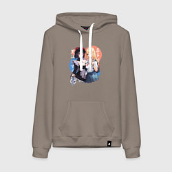 Толстовка-худи хлопковая женская Kuroe and Kitagawa, цвет: утренний латте