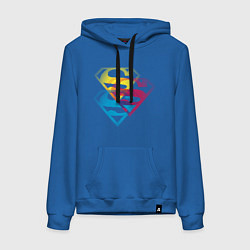 Толстовка-худи хлопковая женская Лого Супермена, цвет: синий