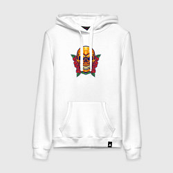 Толстовка-худи хлопковая женская Roses - Skull, цвет: белый