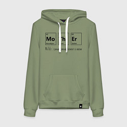 Толстовка-худи хлопковая женская MoThEr химические элементы, цвет: авокадо