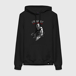 Толстовка-худи хлопковая женская Страха нет - сила предков в нашей крови, цвет: черный